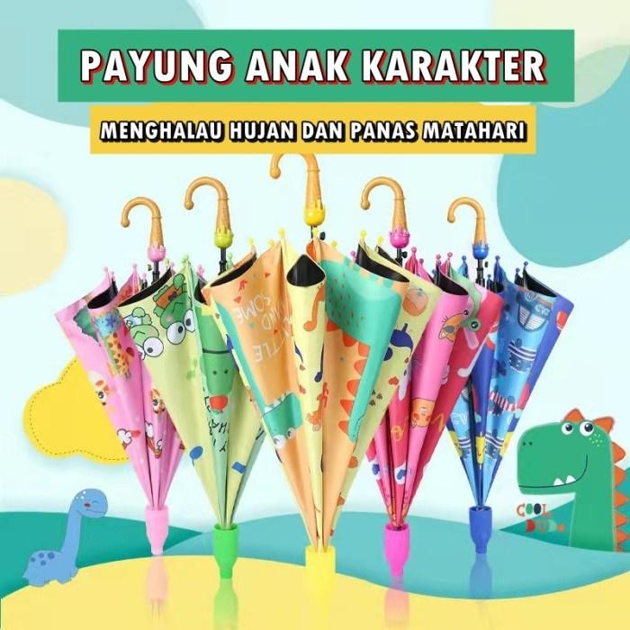PAYUNG ANAK LAKI LAKI PEREMPUAN KARAKTER LIPAT KUPING ST0010 BESI CREAM READY YAA