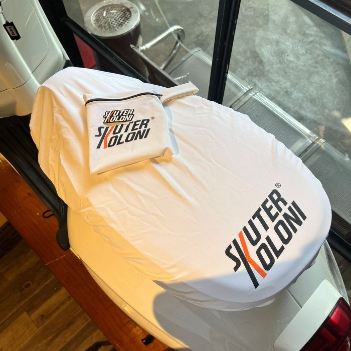 NEW SKUTER KOLONI COVER JOK WATERPROOF VESPA PUTIH LX S SPRINT PRIMA GTS KODE 990