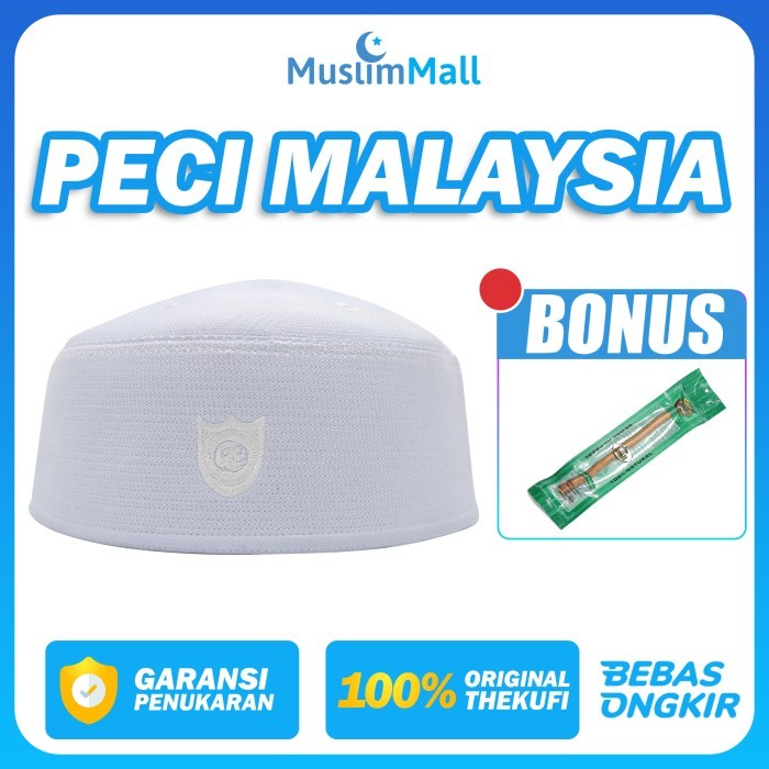 TERBAIK PECI MALAYSIA PUTIH POLOS SONGKOK KOPIAH PUTIH SUPER ORIGINAL THE KUFI KODE 961