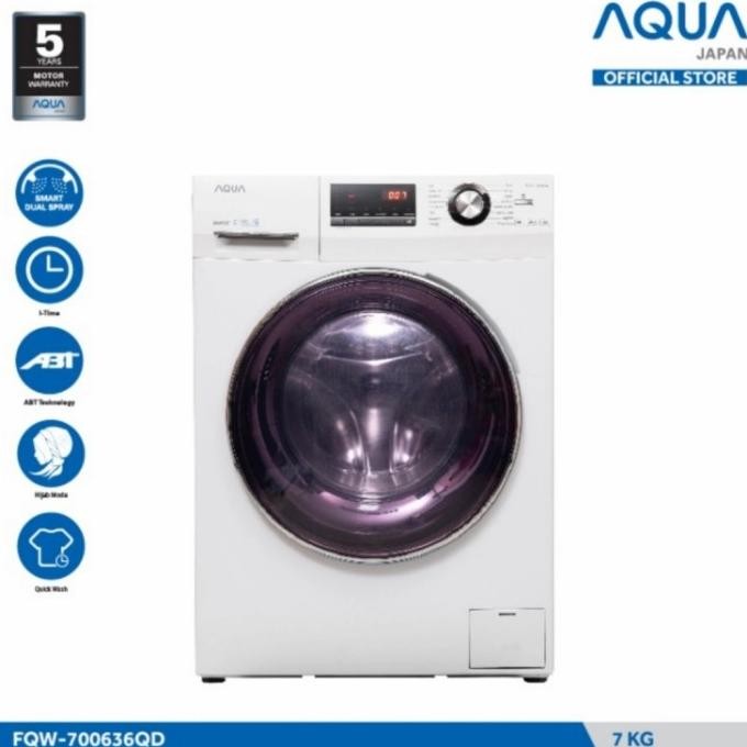 ><><><] Mesin Cuci AQUA 1 Tabung 7 KG Front Loading FQW-700636QD