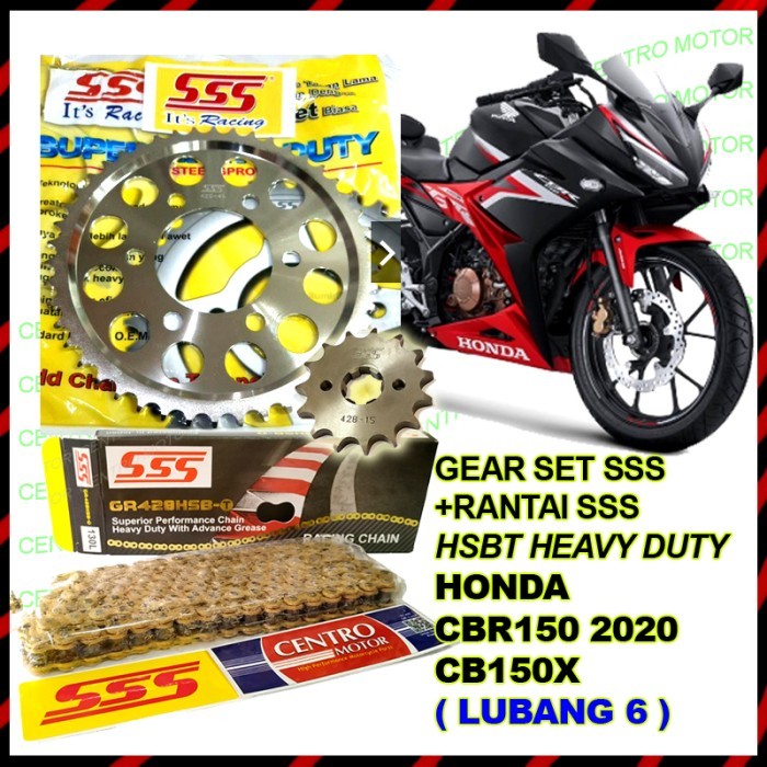 Gear Set Cb150X/Cbr150 Sss Lubang 6+Rantai Heavy Duty
