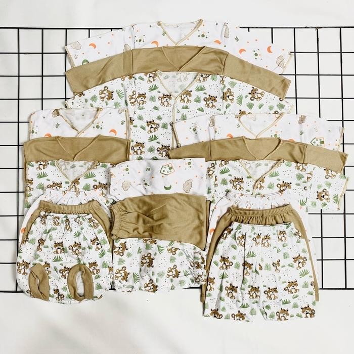 PAKET BAJU BAYI 18 PCS / 9 STEL PAKET NEW BORN BAJU CELANA BAYI MOTIF HARIMAU Parsel