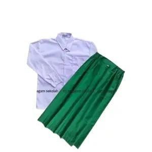 Seragam Sekolah Baju Putih Lengan Panjang Bawahan Celana Rok Hijau Rempel SD MI Madrasah Anak