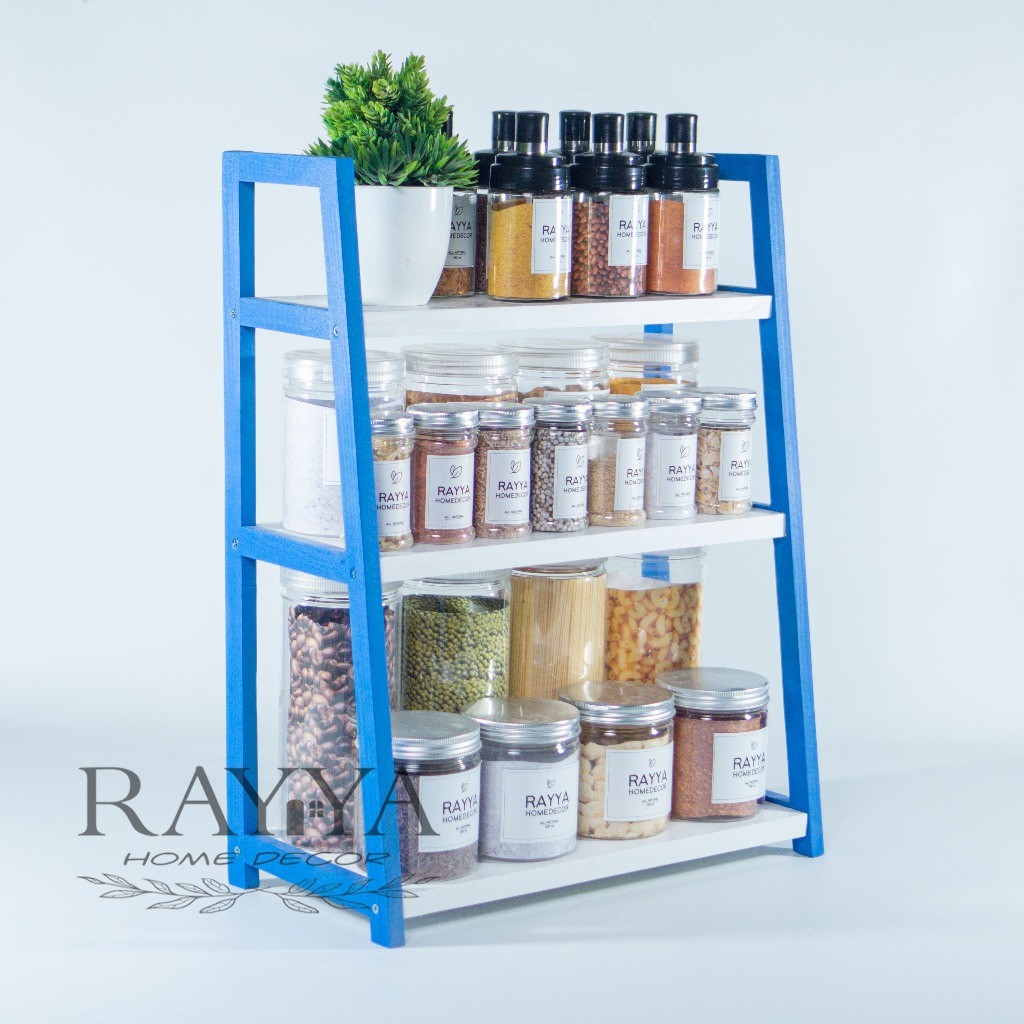 Kejar Promo Rak Jumbo.. Rak Kayu 3 Susun Serbaguna/ Rak Bumbu Dapur Besar/ Rak Kosmetik/ Rak Kayu