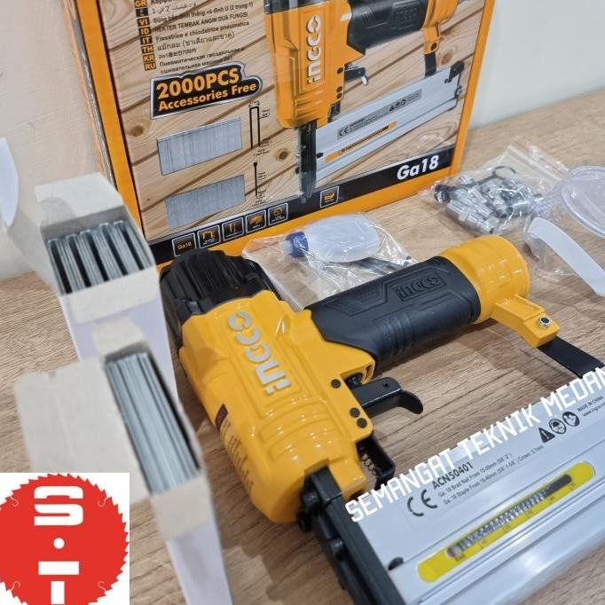 

Promo ACN50401 AIR NAILER GUN STAPLES ANGIN PNEUMATIC NAILER 2in1 INGCO GA18 COD
