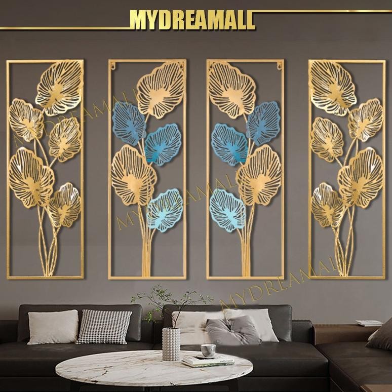 -CODBingkai Hiasan Dinding Logam Emas / Daun Emas Ginkgo Biloba / Hiasan Dinding Skandinavia / Ornam
