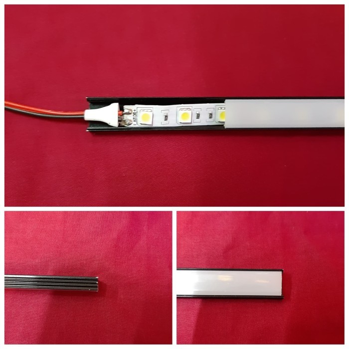 List Led Rumah Lampu Led Strip Alumunium Acrylic Cover Hitam 2 Meter