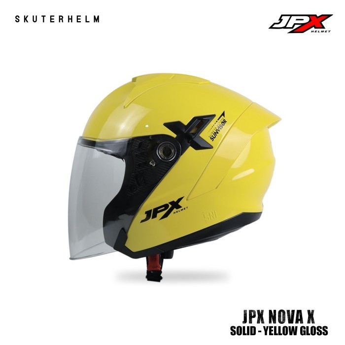 Helm Jpx Nova X Solid Yellow Lemon Glossy Double Visor Half Face