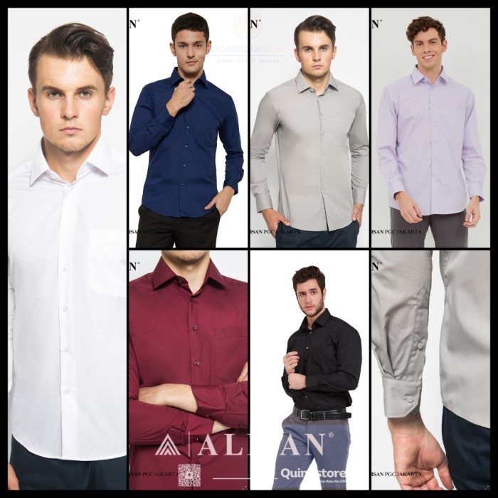 Alisan Kemeja Polos Reguler Lengan Panjang //Size 16,5 - 17,5//Jumbo