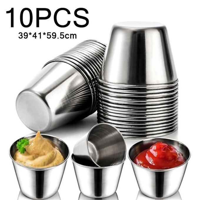 10pcs/Set Cup Saus Kecil 304 Stainless Dipping Bowl Kontainer Saus Tempat Saos Kecil 60ml Wadah Sauc