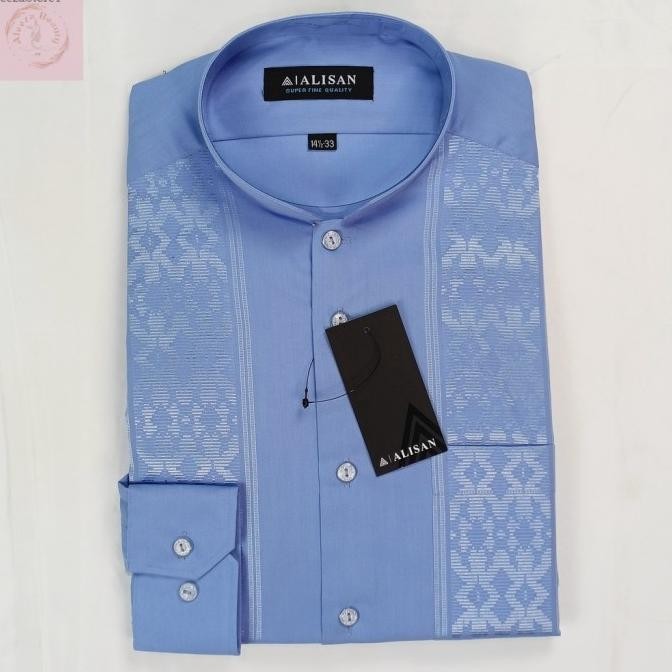 Aleeza Kemeja Pria Alisan Panjang Reguler Koko Kerah Shanghai Bordir Ameersyailendra27