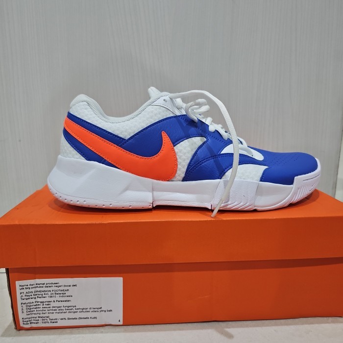 sepatu nike tenis court lite 4 us 9.5 eur 43 bnib original 100% biru putih