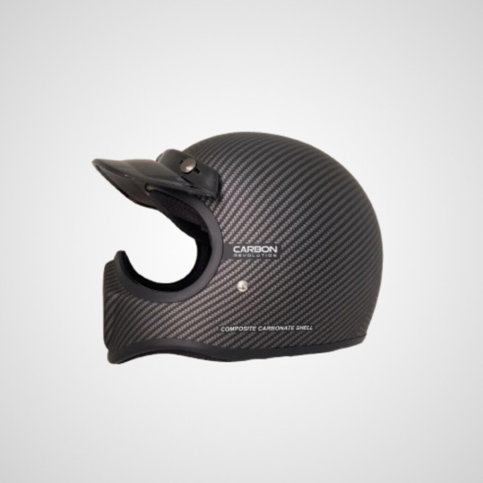 Helm Cakil Retro JS Carbon Doff Full Face Dewasa Original SNI