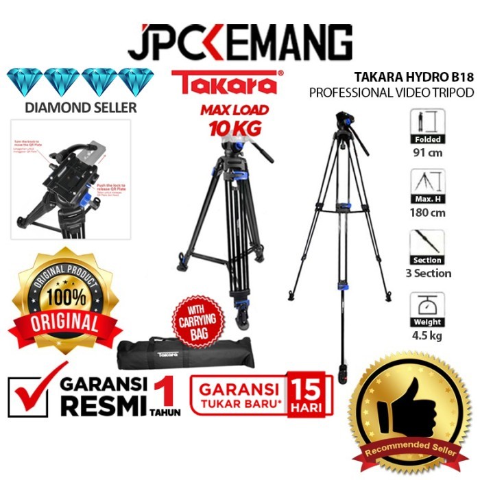 Takara Hydro B 18 B18 Professional Video Tripod Fluid Pan Head Resmi