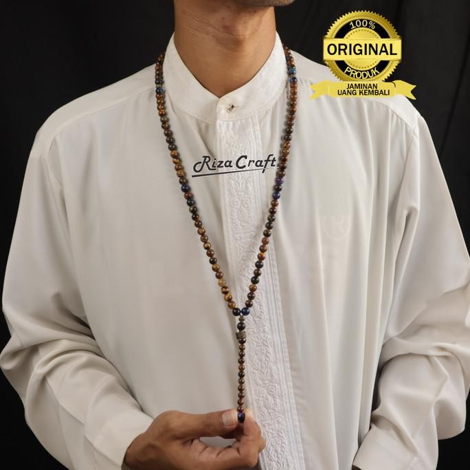 Miliki Tasbih Batu Akik Tiger Eyes Cantik Unik Asli Alam Natural 99 Butir