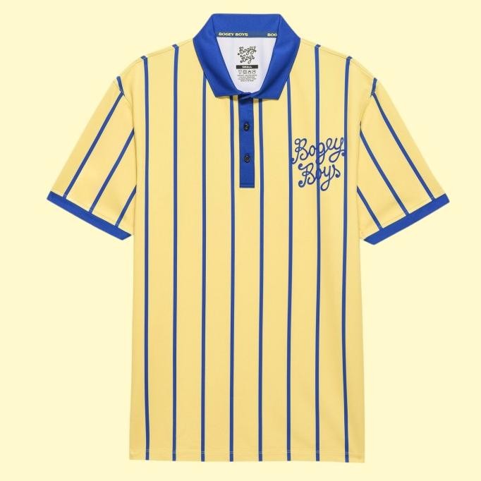 Bogey Boys Stripe Athletic Golf Polo Shirt Yellow