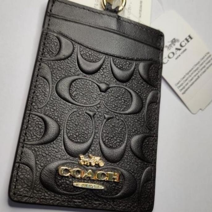 

Promo Id Lanyard In Signature Leather Debossed Black Gold