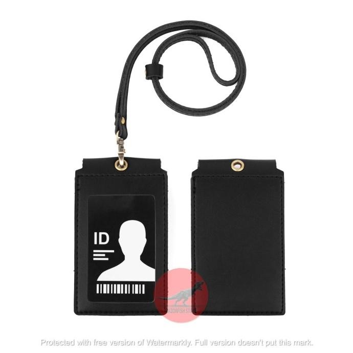 

Murah Name Tag Kulit Front Hitam Lanyard Magnet Id Card Holder Koper Pegawai