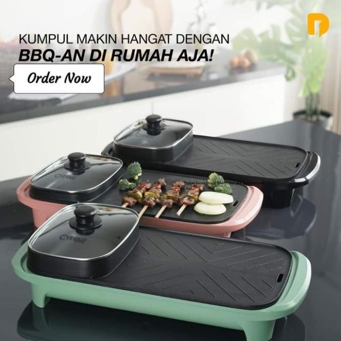 Cypruz BBQ Electric Hot Pot Shabu Suki Grill hotpot elektrik 2 in 1