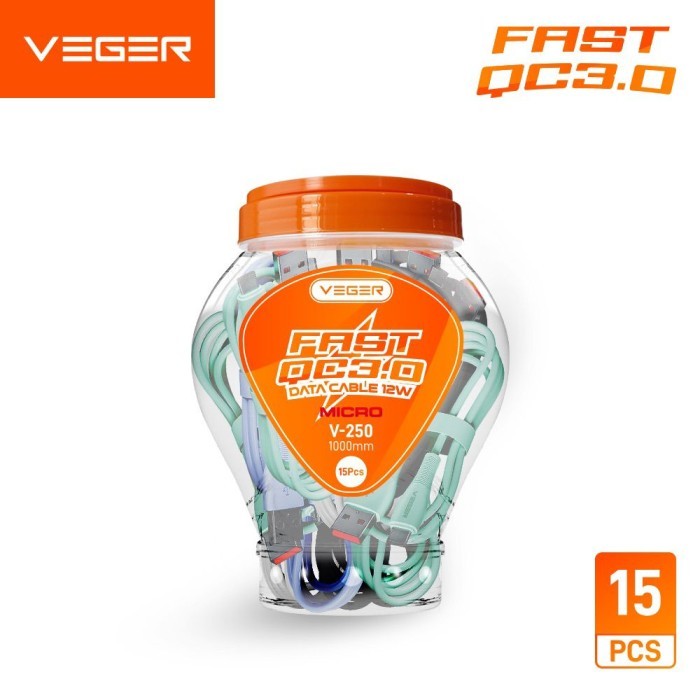 TERBARU 1 TOPLES 15 PCS KABEL DATA VEGER V250 V260 V270 FAST QC3.0
