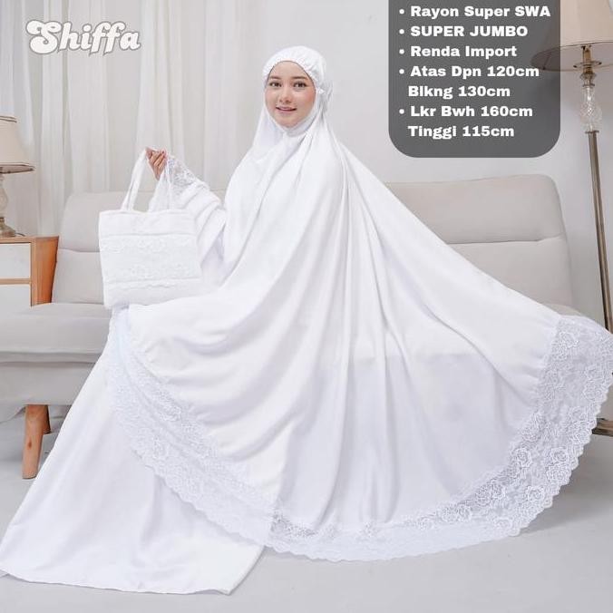 Spesial Mukena Putih Polos Rayon Premium Adem Nyaman Lembut Super Jumbo Atasan Bawahan Mukena Muslim