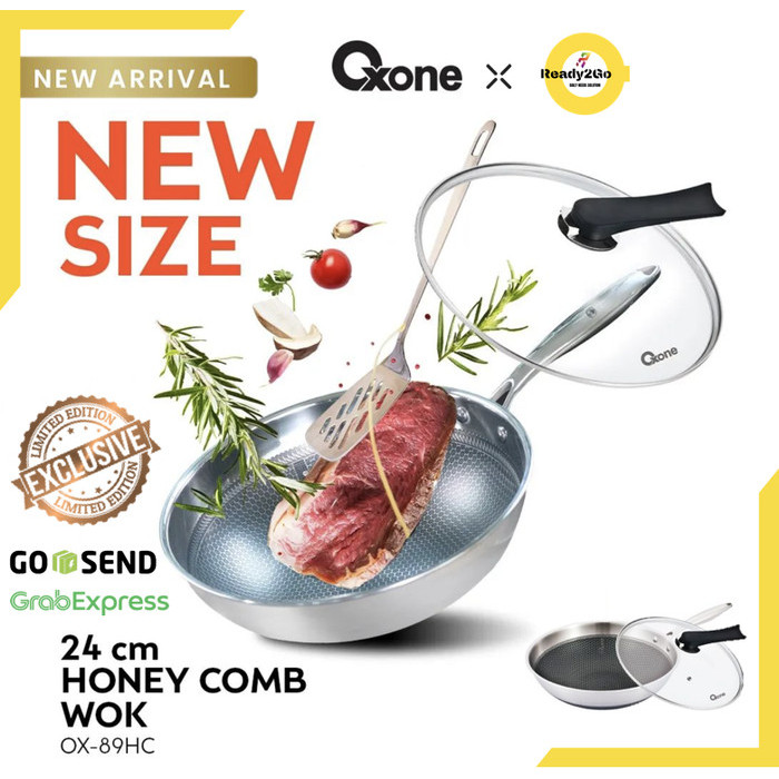 OXONE OX-89HC Wajan Wok Honey Comb 24 cm Stainless Steel SUS304 OX89HC