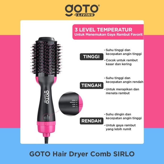 GOTO SIRLO HAIR DRYER COMB SISIR BLOW PELURUS CURLY PENGERING RAMBUT