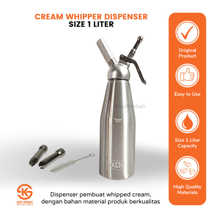 

Whipper Cream Dispenser Whip Foam Maker Pembuat Krim Kocok 1 Liter