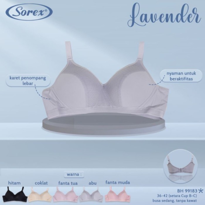 Bra Bh Sorex 99183 Tanpa Kawat Busa Tipis Spandex Lycra New Best Quality Asli 100% Original