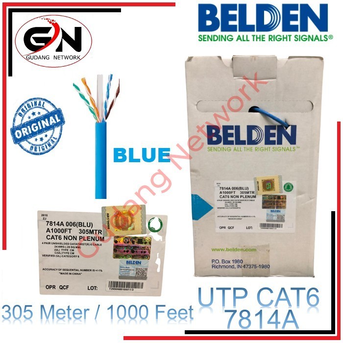 Kabel Belden Cat6 7814A 006 Cable Belden Cat 6 Biru Kabel Utp Cat6