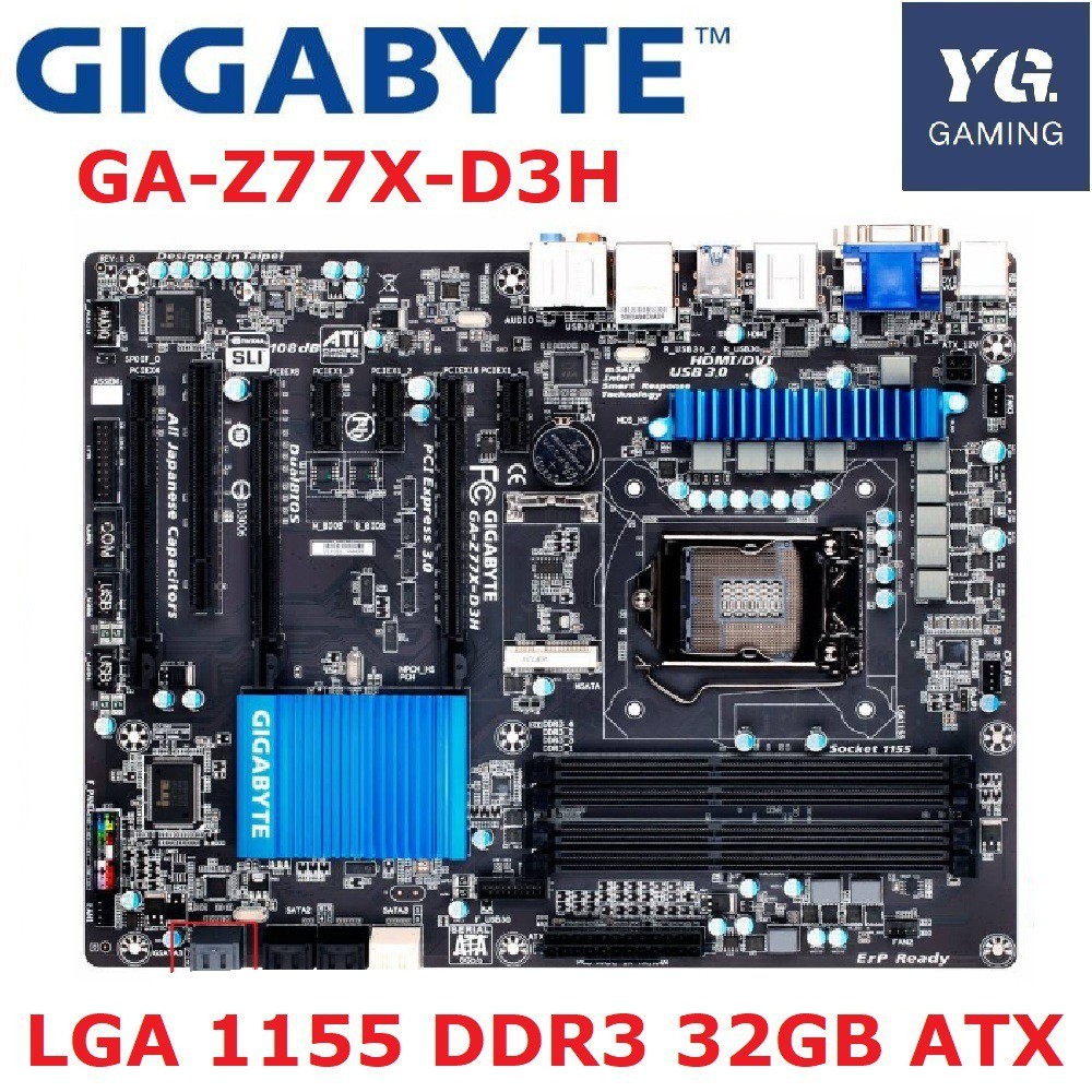 LGA 1155 Z77 DDR3 Gigabyte GA-Z77X-D3H USB3.0 32G Z77X-D3H Desktop SATA III PCI-E 3.0 Bekas |4yXtU3V