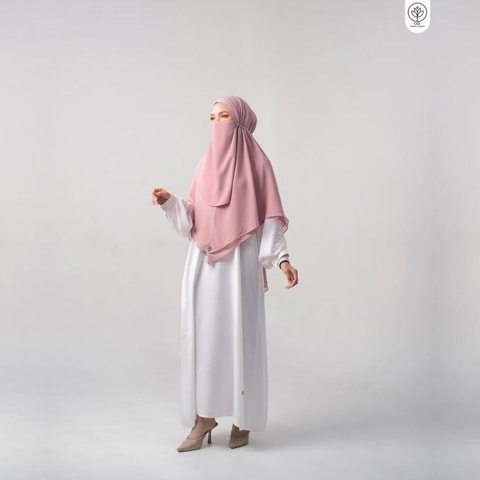 Diskon Gsf - Hijab Bergo Syar'I Khimar Ceruty 2 Layer Size L Sudah Dengan Cadar Muslim Syari