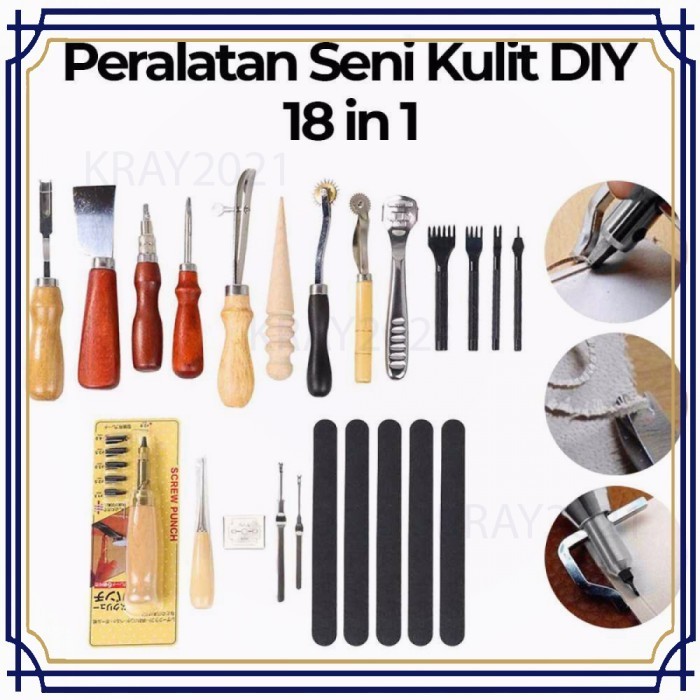 

TERBARU Peralatan Seni DIY Kulit 18 in 1 Stitching Sewing -AT234