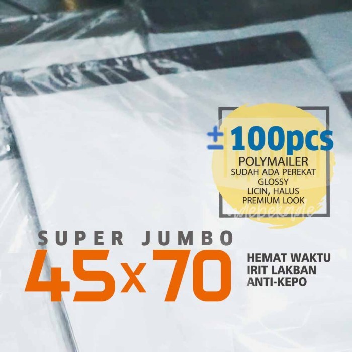 

Polymailer Amplop Plastik Packing 45X60 Cm Isi 100 Putih Keabuan Murah