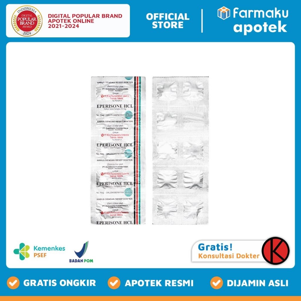 Eperisone 50 mg Novell  Strip 10 tablet salut selaput - BNS