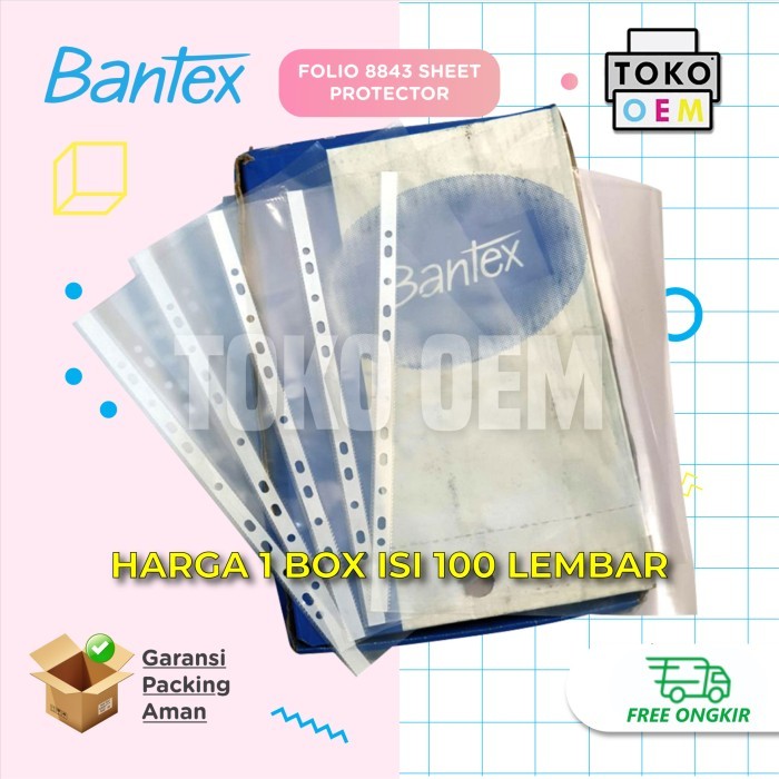 

BANTEX SHEET PROTECTOR 8843 PP POCKET ISI 100 LEMBAR UKURAN F4 FOLIO