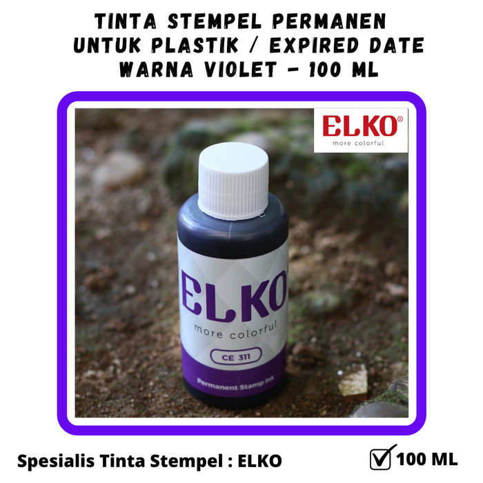 Tinta Stempel Permanen Plastik Expired Date Warna VIOLET - ELKO 100 ML