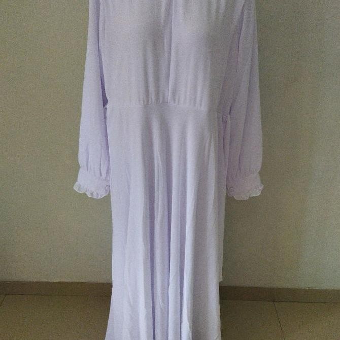 Gamis Ceruty Babydoll Satu Set Jilbab Polos Hitam Putih lembut manset muslim  syari  Panjang Simple 