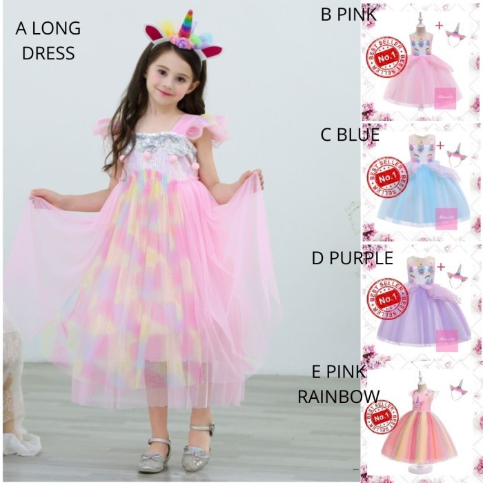 Dress pesta unicorn anak 3 -10 tahun gaun pesta unicorn anak