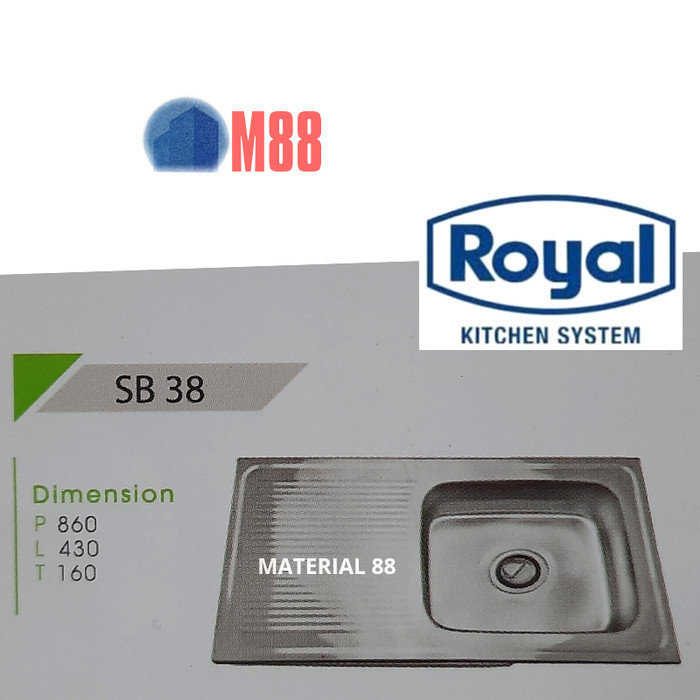 Bak Cuci Piring ROYAL SB 38 Kitchen Sink - Wastafel Dapur BCP Sayap