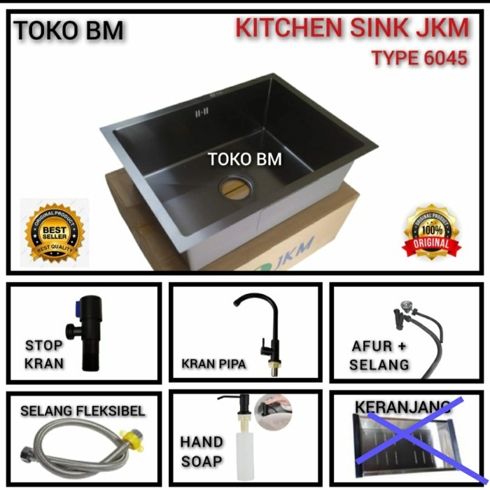 KITCHEN SINK JKM 6045 BLACK UNDERMOUNT/SINK JKM 6045 HITAM SUS 304