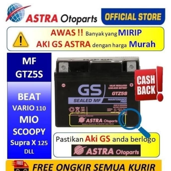 aki motor original gs astra gtz4v asli