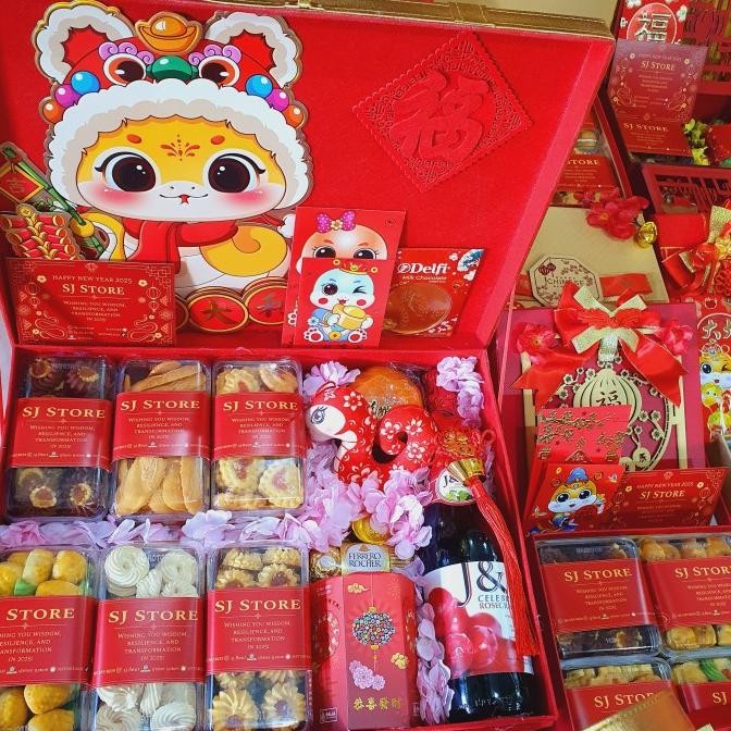

Promo Paket Dekorasi Hampers Imlek Bunga Cny Parcel Hadiah Kue Kering 006