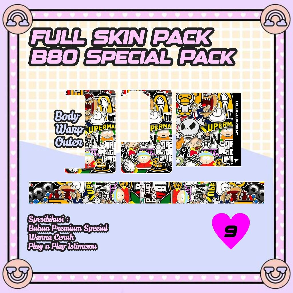 

Premium Cut - Stiker Pack Dalam Luar Batrai B80 9 Garskin Stiker / Case Custom Terlaris 2PCS/ Fullbody