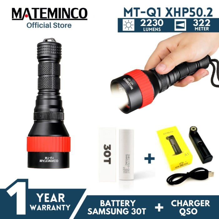 TERBARU Mateminco MTQ1 XHP50.2 senter selam diving flashlight underwater 100M HOT SALE