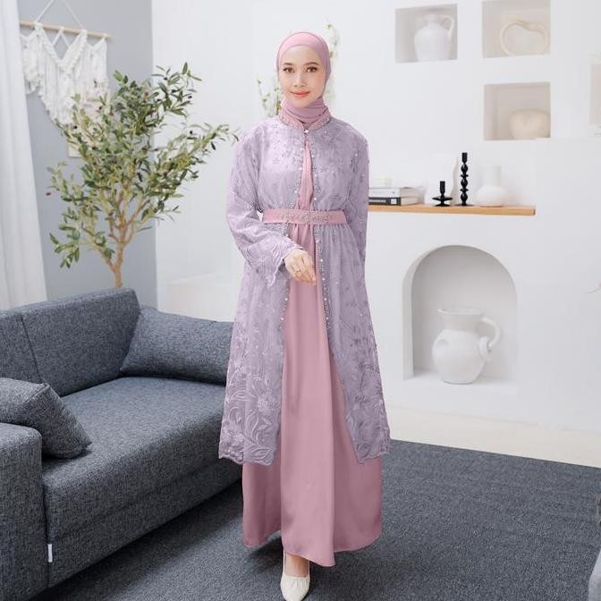 [Demore] - 2in1 Set Maharani Baju Outer Brukat + Inner Panjang - Outfit Kondangan Wanita Muslim Dewa
