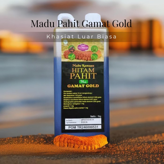 

ORIGINAL Madu Ramuan Hitam Pahit Gamat Gold 1 kg Propolis Insulin Syam Herbal PREMIUM