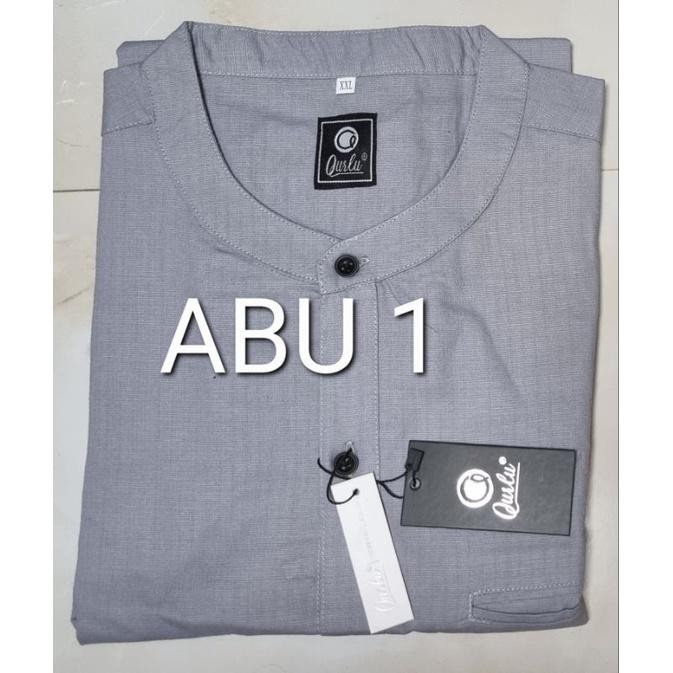 Qurlu - Kemeja Koko Dewasa/Anak Warna Abu Silver (Baju Couple Ayah Dan Anak Laki-Laki) Baju Koko