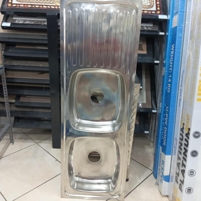 bcp / bak cuci piring 2 lubang 1 sayap 129 x 45 cm + afur