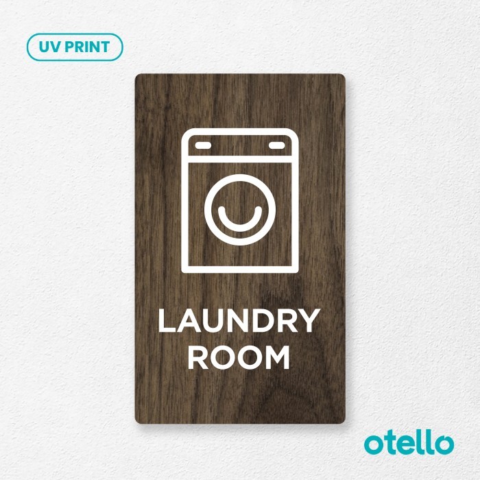 Laundry Room Sign Board Kayu Print Signage Label Peringatan Nama Ruang